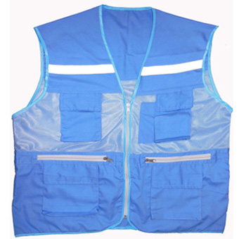 Áo phản quang màu xanh, 4 túi hộp