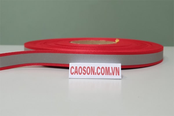 Dây đai màu đỏ 15mm ép phản quang