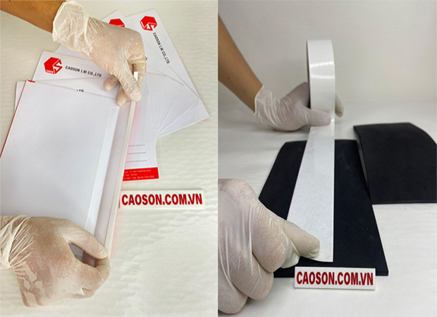 Băng keo 2 mặt plastic 2 sọc